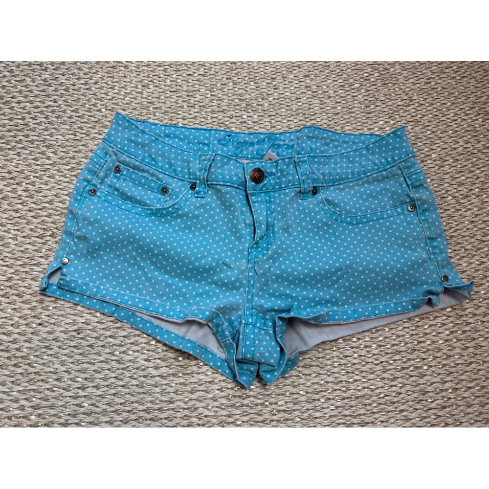 Request Jeans vintage Blue Polka Dot Denim Shorts Low Rise Size 13/32 y2k